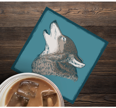 Dessous de verre geek illustration de loup hurlant - TenStickers