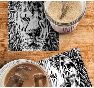 Dessous de verre geek illustration détaillée de lion - TenStickers