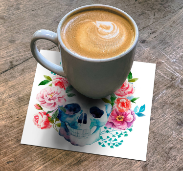 Dessous de verre geek motif crâne floral - TenStickers