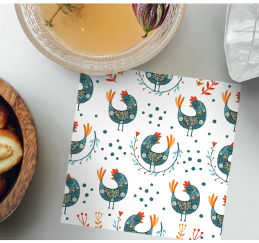 Dessous de verre geek motif de poule fantaisiste - TenStickers