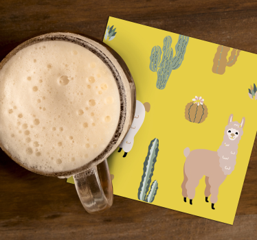 Dessous de verre geek motif llama et cactus - TenStickers