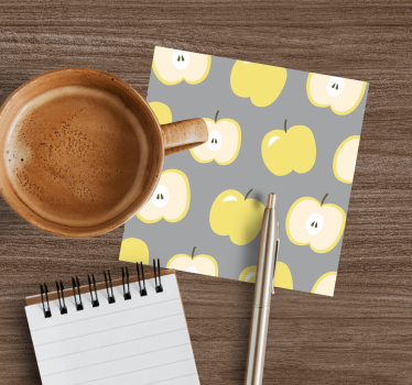 Dessous de verre geek motif pomme jaune - TenStickers
