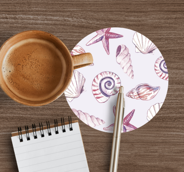 Dessous de verre geek motifs coquillages et étoiles de mer - TenStickers