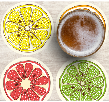 Dessous de verre geek motifs de tranches d'agrumes - TenStickers