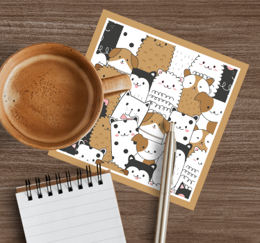 Dessous de verre geek motifs de visages d'animaux mignons - TenStickers