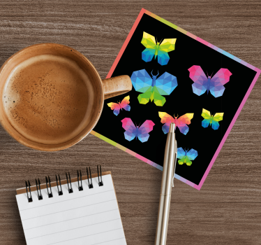Dessous de verre geek papillons géométriques colorés - TenStickers