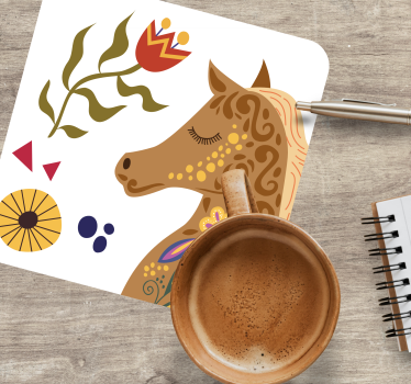 Dessous de verre geek profil de cheval stylisé - TenStickers