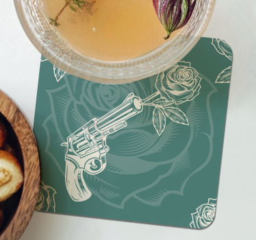 Dessous de verre geek revolver avec rose - TenStickers