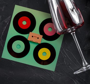 Dessous de verre geek set de disques vinyles rétro - TenStickers