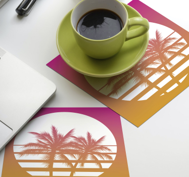 Dessous de verre geek silhouette de coucher de soleil - TenStickers