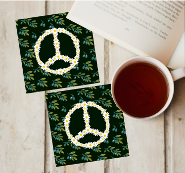 Dessous de verre geek symbole de paix floral - TenStickers