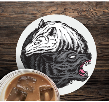 Dessous de verre geek têtes de loups contrastées - TenStickers