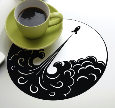 Dessous de verre geek vagues de lancement de fusée - TenStickers