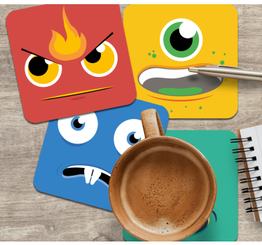 Dessous de verre geek visages de monstres colorés - TenStickers
