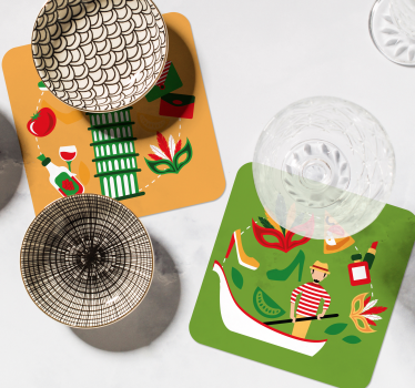 Dessous de verre geek voyage culinaire italien - TenStickers