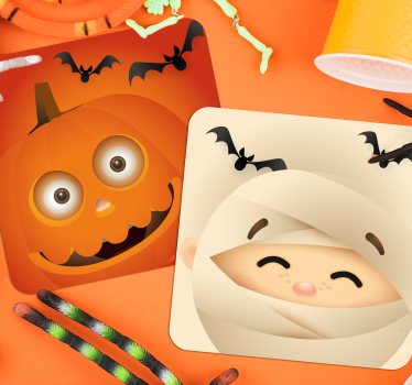Dessous de verre halloween citrouille joyeuse et momie - TenStickers
