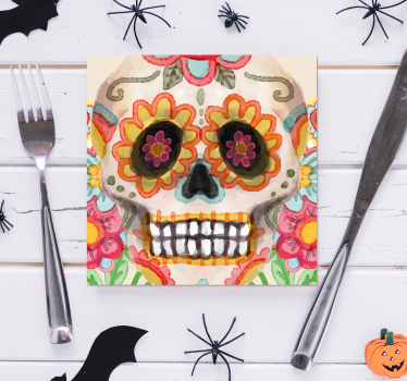 Dessous de verre halloween crâne en sucre coloré - TenStickers