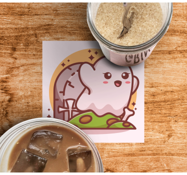 Dessous de verre halloween illustration de fantôme joyeux - TenStickers