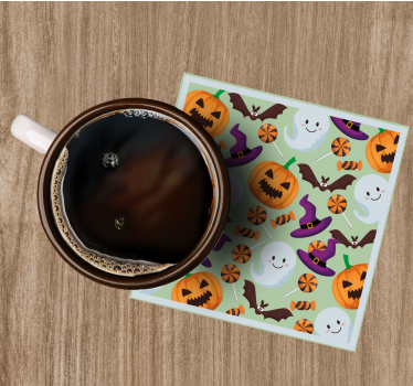 Dessous de verre halloween motif citrouilles et fantômes - TenStickers