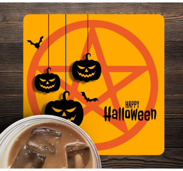Dessous de verre Halloween motif de citrouille effrayant - TenStickers