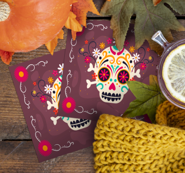Dessous de verre halloween motif de crâne coloré - TenStickers