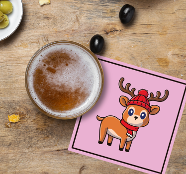 Dessous de verre halloween renne mignon avec écharpe - TenStickers