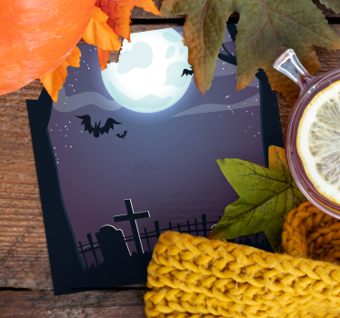 Dessous de verre halloween scène de nuit effrayante - TenStickers