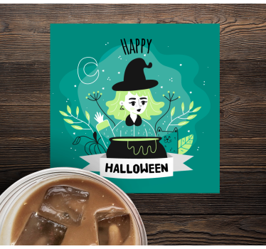 Dessous de verre halloween sorcière avec chaudron - TenStickers