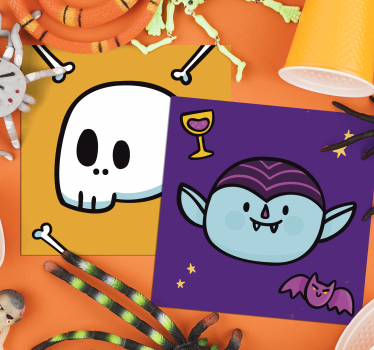 Dessous de verre halloween visages de vampires amusants - TenStickers