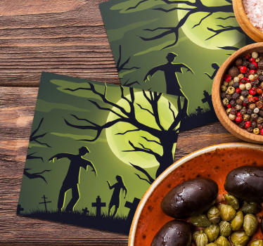 Dessous de verre halloween zombies au clair de lune - TenStickers