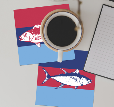 Dessous de verre illustrations de poissons stylisés - TenStickers