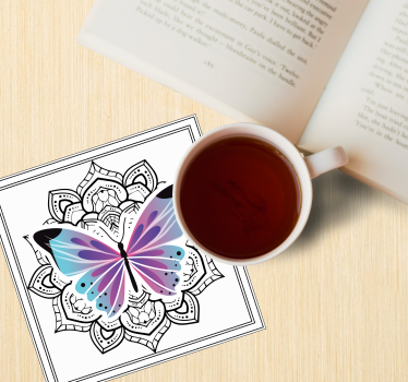 Dessous de verre mandala de papillons colorés - TenStickers