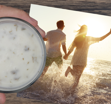 Dessous de verre mariage couple coucher de soleil plage - TenStickers