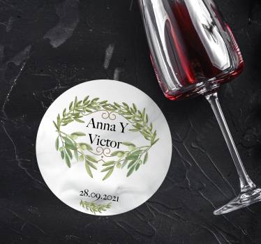 Dessous de verre mariage emblème de couronne d'olivier - TenStickers