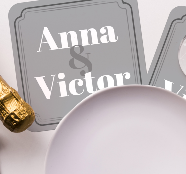 Dessous de verre mariage initiales personnalisées - TenStickers