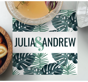 Dessous de verre mariage motif de feuille tropicale - TenStickers