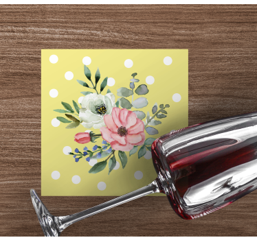Dessous de verre moderne arrangement floral à pois - TenStickers