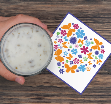 Dessous de verre moderne arrangement floral en cœur - TenStickers