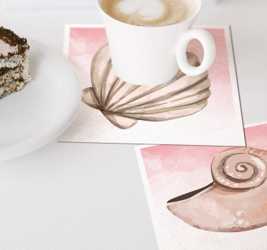 Dessous de verre moderne coquillages avec éclat rose - TenStickers