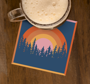 Dessous de verre moderne forêt au coucher de soleil - TenStickers