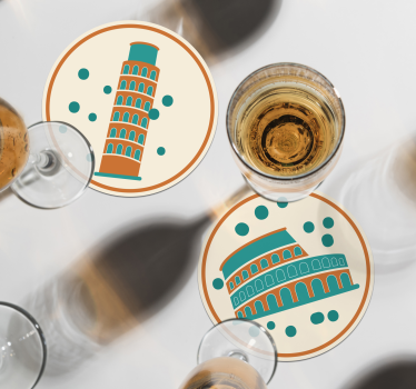 Dessous de verre moderne monuments emblématiques d'italie - TenStickers