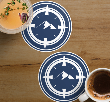 Dessous de verre moderne motif boussole et montagne - TenStickers