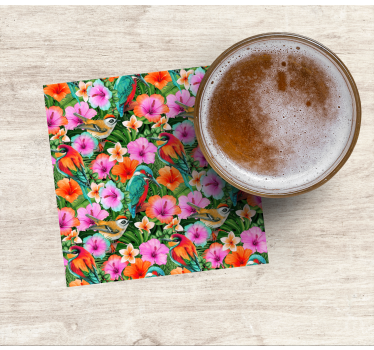 Dessous de verre moderne oiseaux tropicaux floraux - TenStickers