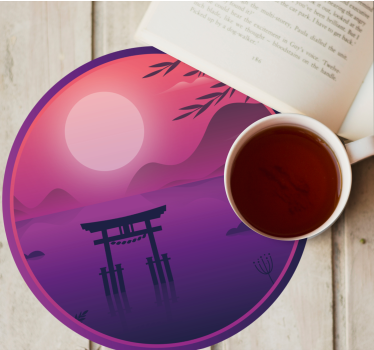 Dessous de verre moderne paysage de coucher de soleil serein - TenStickers