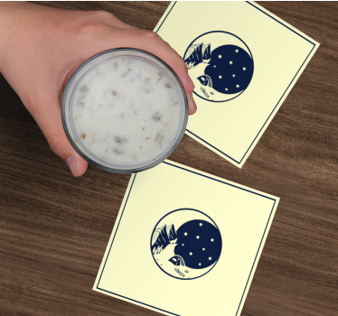 Dessous de verre moderne scène de nuit en montagne - TenStickers
