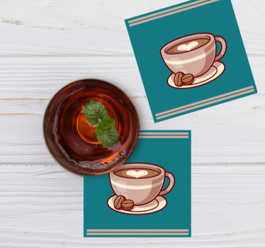 Dessous de verre moderne tasse à café avec cœur - TenStickers