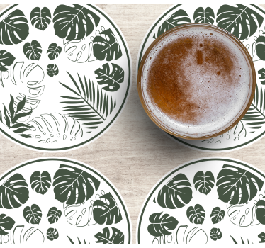 Dessous de verre motif cercle feuillage luxuriant - TenStickers