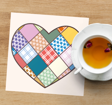 Dessous de verre motif cœur en patchwork - TenStickers