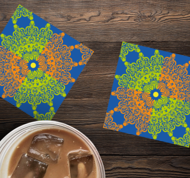 Dessous de verre carreaux motif de mandala coloré - TenStickers