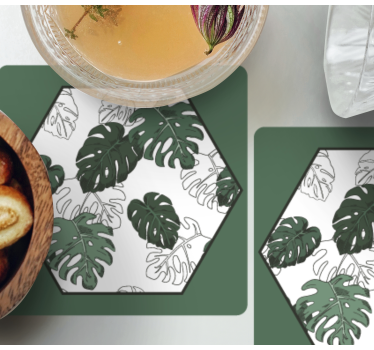 Dessous de verre motif feuilles hexagonal - TenStickers
